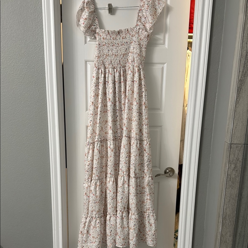Indie Blue Floral Smocked Maxi Dress